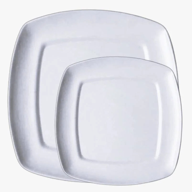 Melamine Double Glaze White Dinner/Rice Plates For Restaurant