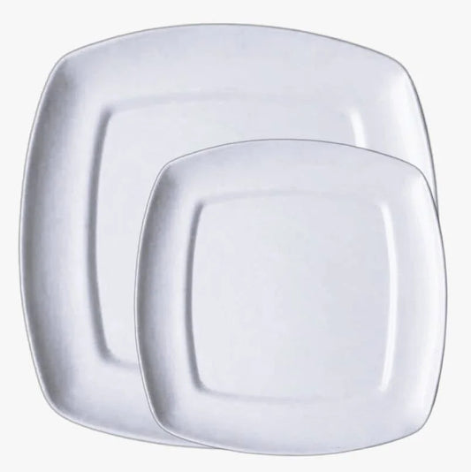 Melamine Double Glaze White Dinner/Rice Plates For Restaurant