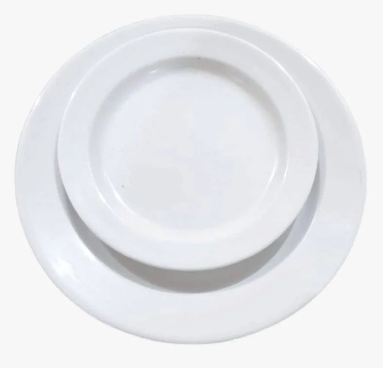 Melamine Double Glaze White Dinner/Rice Plates For Restaurant