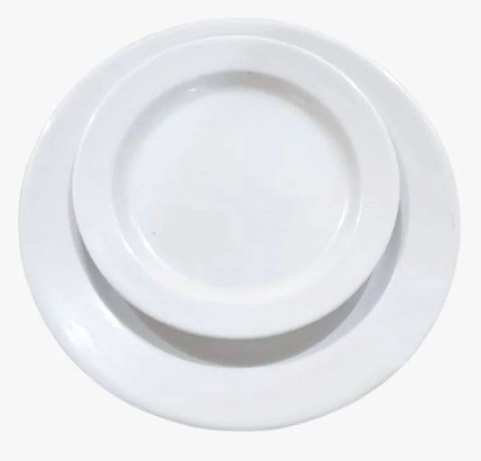 Melamine Double Glaze White Dinner/Rice Plates For Restaurant